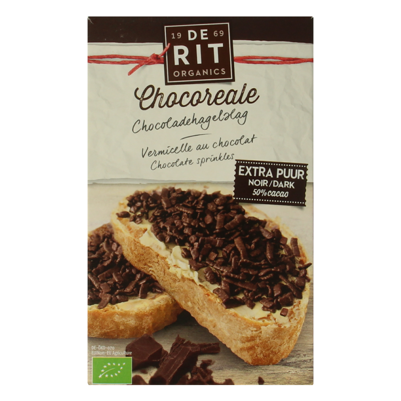 De Rit Chocoreale hagelslag extra puur bio 200 Gram