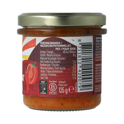 Zonnatura Groentespread spicy tomato bio 135.00 Gram