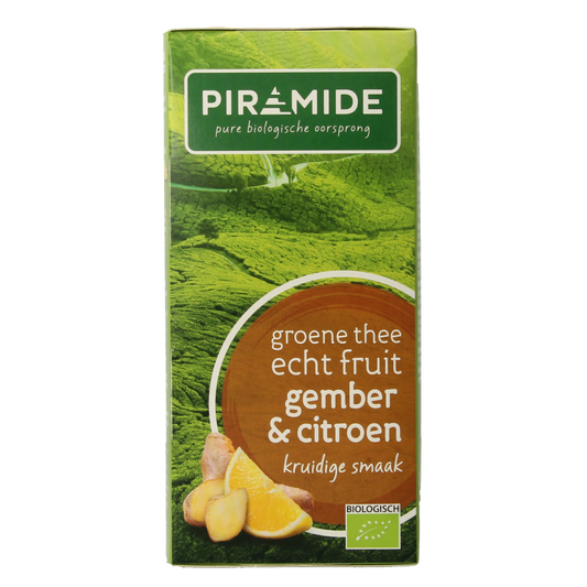 Piramide Groene thee met gember en citroen bio 20 Zakjes