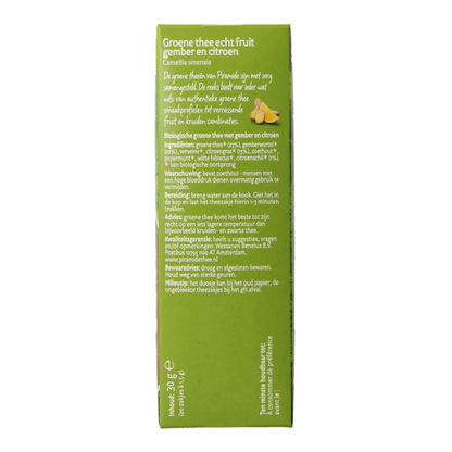 Piramide Groene thee met gember en citroen bio 20 Zakjes