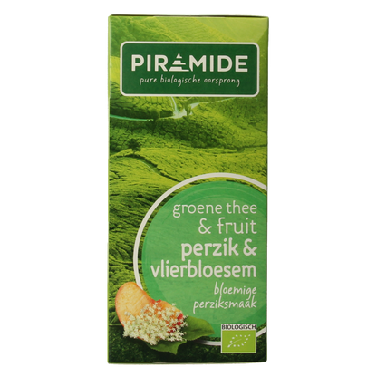 Piramide Groene thee perzik vlierbloesem bio 20 Zakjes
