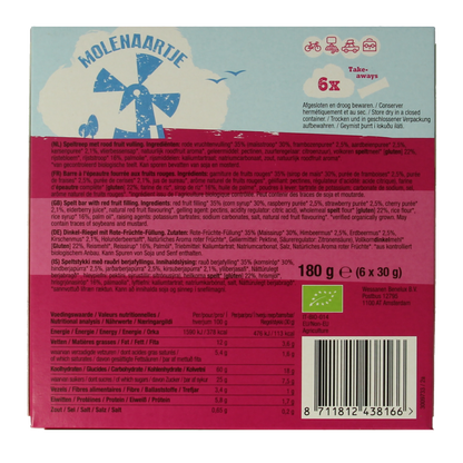 Molenaartje Spelt fruitreep rood fruit bio 180 Gram