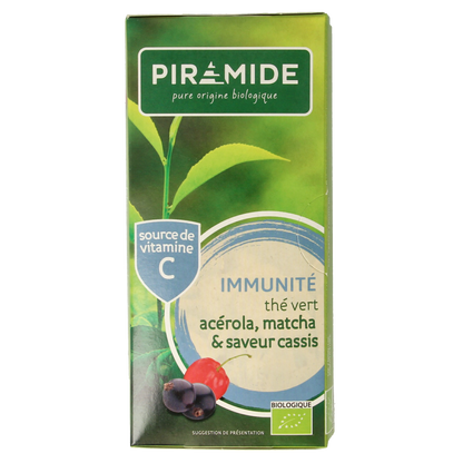 Piramide Immuun groene thee acerola matcha & zwarte bes bio 20 Zakjes
