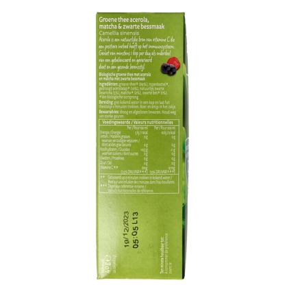 Piramide Immuun groene thee acerola matcha & zwarte bes bio 20 Zakjes