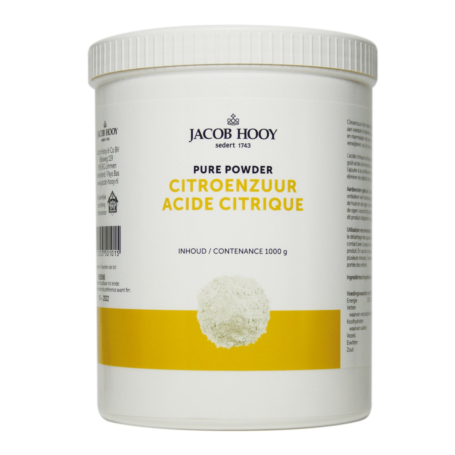 Jacob Hooy Citroenzuur pot 1 Kilogram