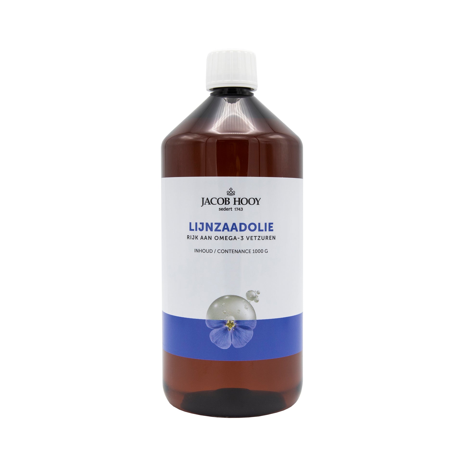 Jacob Hooy Lijnzaad olie inwendig koudgeperst 1 Liter