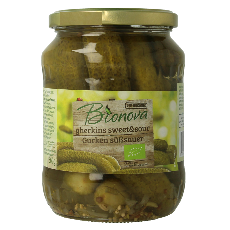 Bionova Augurken zoet zuur bio 670 Gram