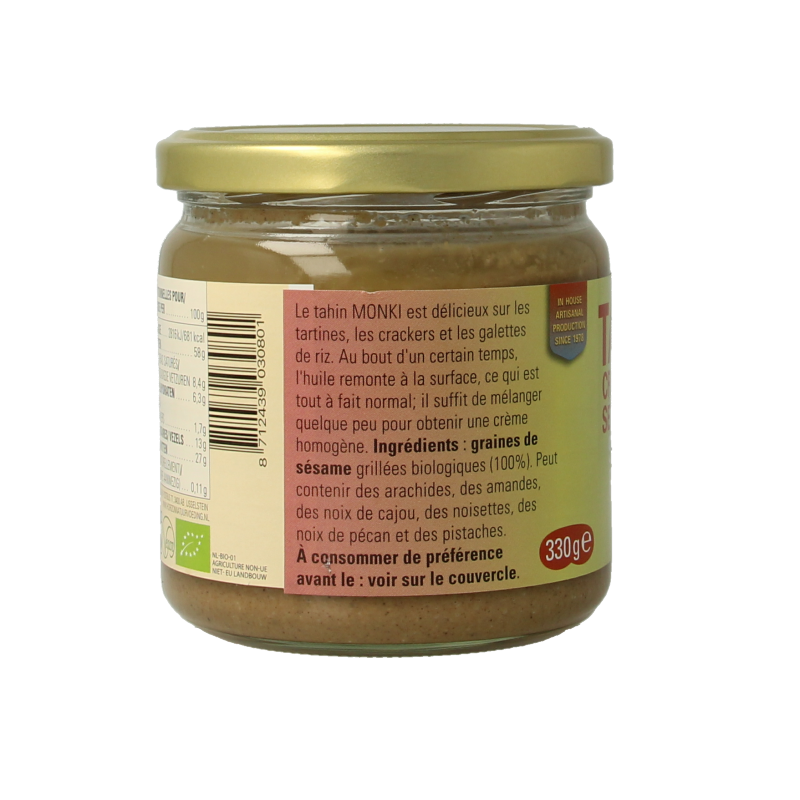 Monki Tahin zonder zout eko bio 330 Gram
