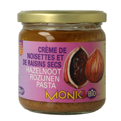 Monki Hazelnoten-rozijnenpasta eko bio 330 Gram