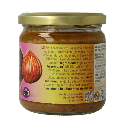 Monki Hazelnoten-rozijnenpasta eko bio 330 Gram