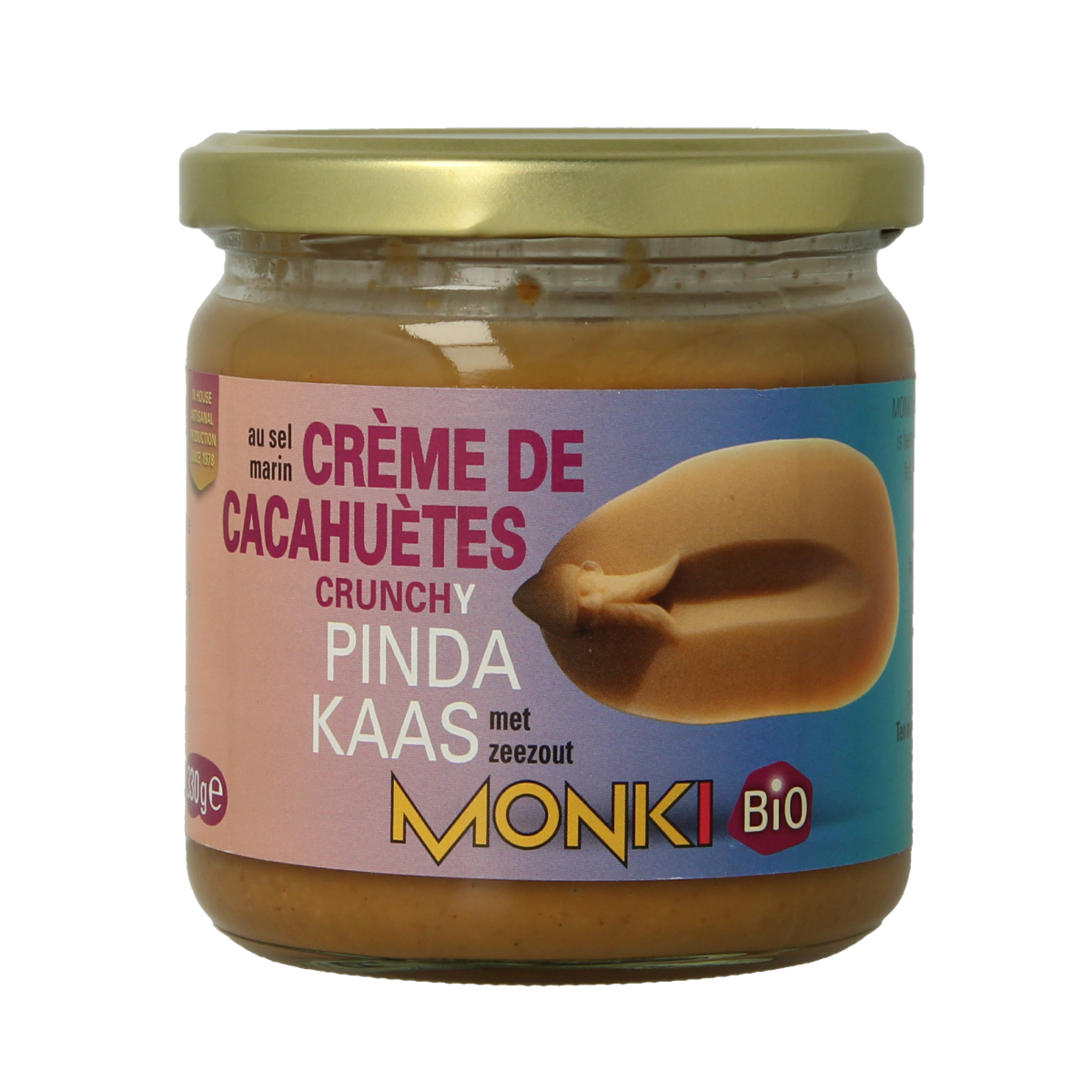Monki Pindakaas crunchy met zout eko bio 330.00 Gram