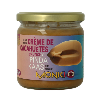Monki Pindakaas crunchy met zout eko bio 330.00 Gram