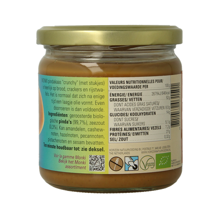 Monki Pindakaas crunchy met zout eko bio 330 Gram