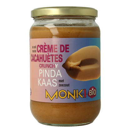 Monki Pindakaas crunchy met zout eko bio 650 Gram