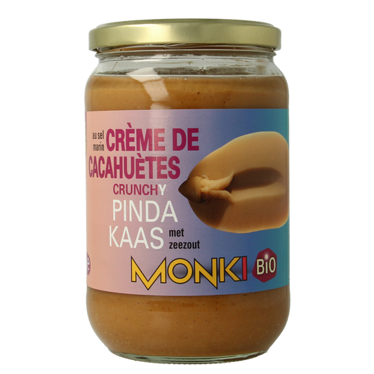 Monki Pindakaas crunchy met zout eko bio 650 Gram