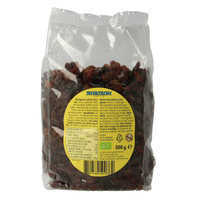 Horizon Rozijnen sultana bio 500 Gram