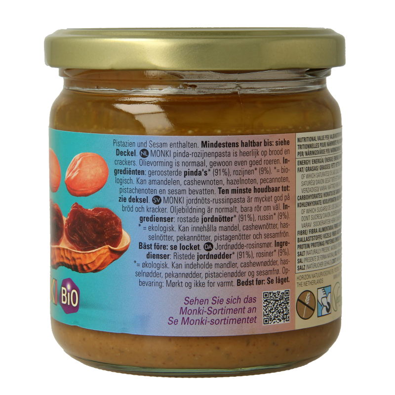 Monki Pinda rozijnenpasta bio 330 Gram