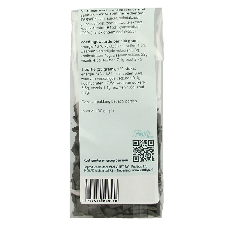 Kindly's Platte salmiak zoete herinneringen 130 Gram