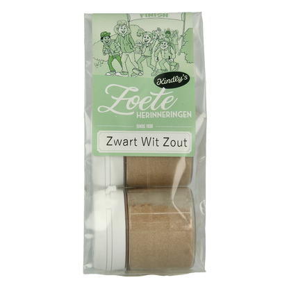 Kindly's Zwart wit potjes zout 25 gram 2 Stuks