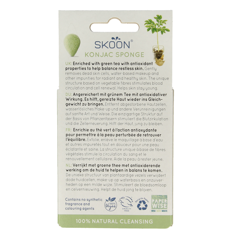Skoon Konjac spons green tea bio 1 Stuks