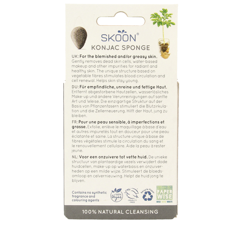 Skoon Konjac spons bamboo charcoal bio 1 Stuks