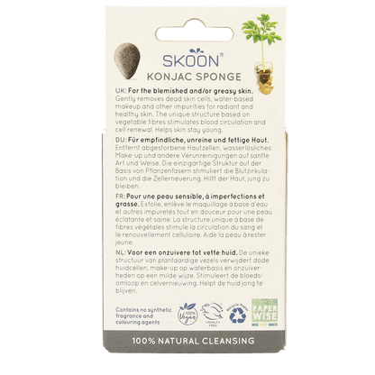 Skoon Konjac spons bamboo charcoal bio 1 Stuks