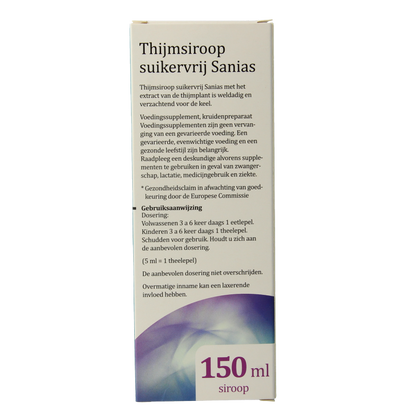 Sanias Thijmsiroop suikervrij 150 Milliliter