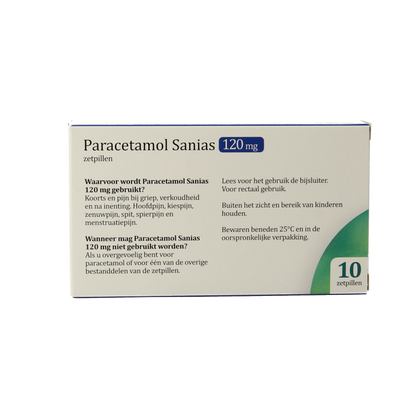 Sanias Paracetamol 120mg 10 Zetpillen