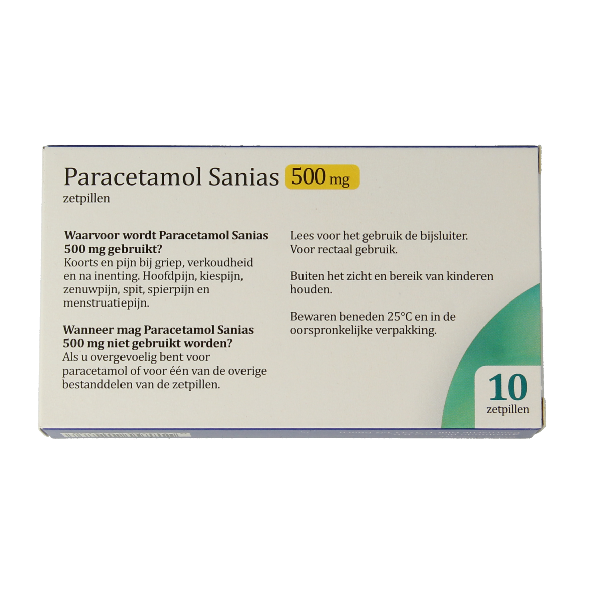 Sanias Paracetamol 500mg 10.00 Zetpillen