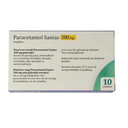 Sanias Paracetamol 500mg 10.00 Zetpillen