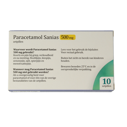 Sanias Paracetamol 500mg 10 Zetpillen