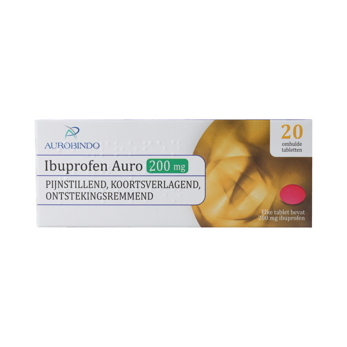 Leidapharm IBUPROFEN AURO TABLET OMHULD 200 MG UAD 20.00 Stuks