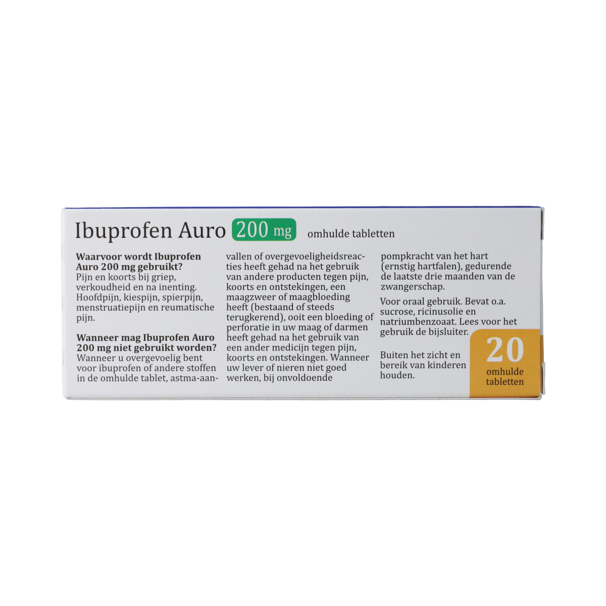 Leidapharm IBUPROFEN AURO TABLET OMHULD 200 MG UAD 20.00 Stuks