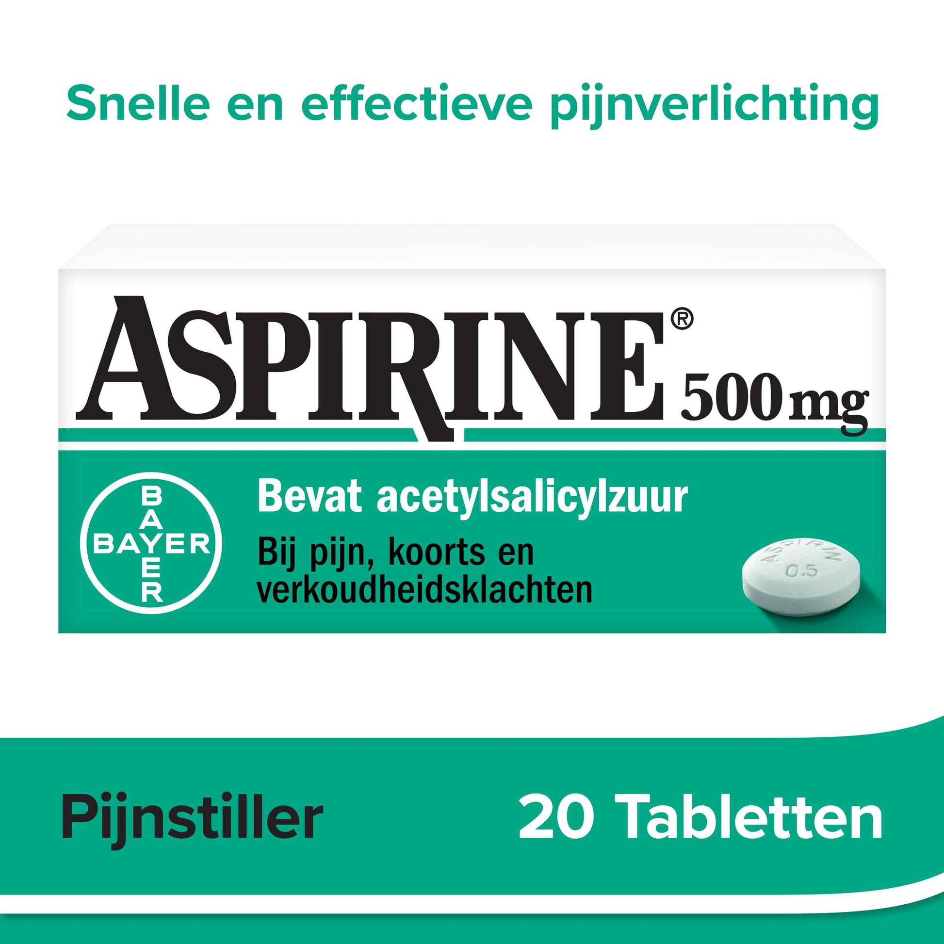 Aspirine Acetylsalicylzuur 500mg 20 Tabletten
