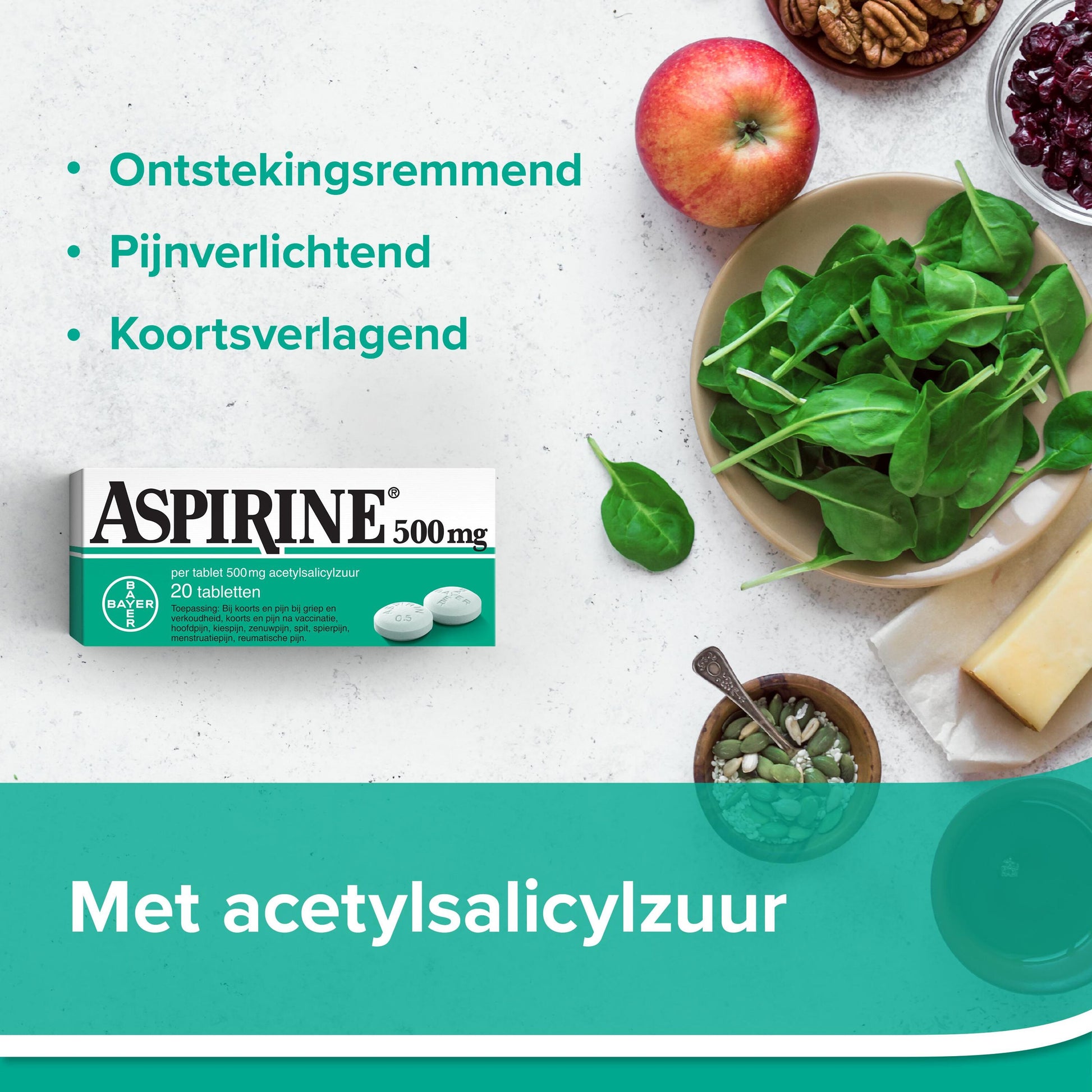 Aspirine Acetylsalicylzuur 500mg 20 Tabletten