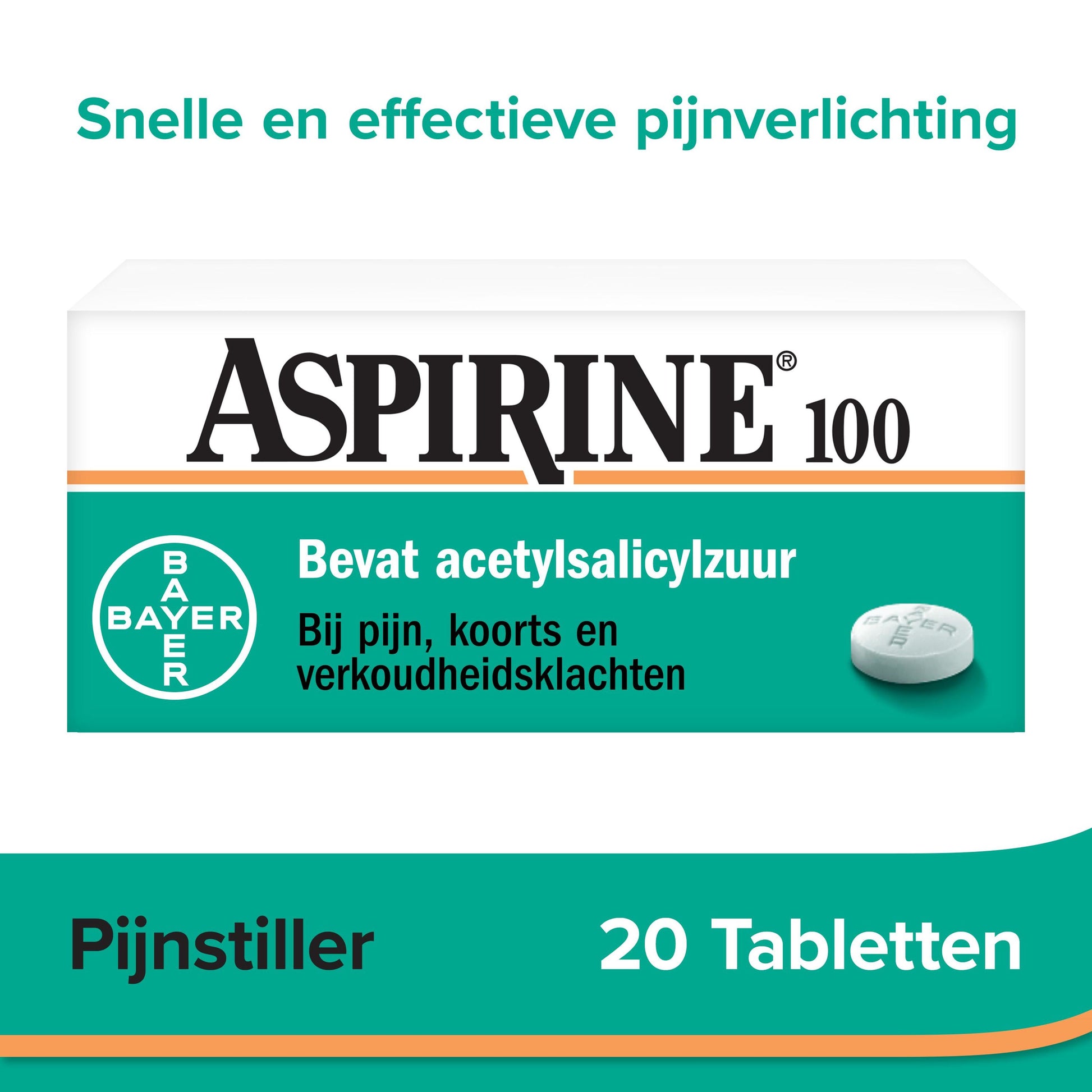 Aspirine Acetylsalicylzuur 100mg 20 Tabletten