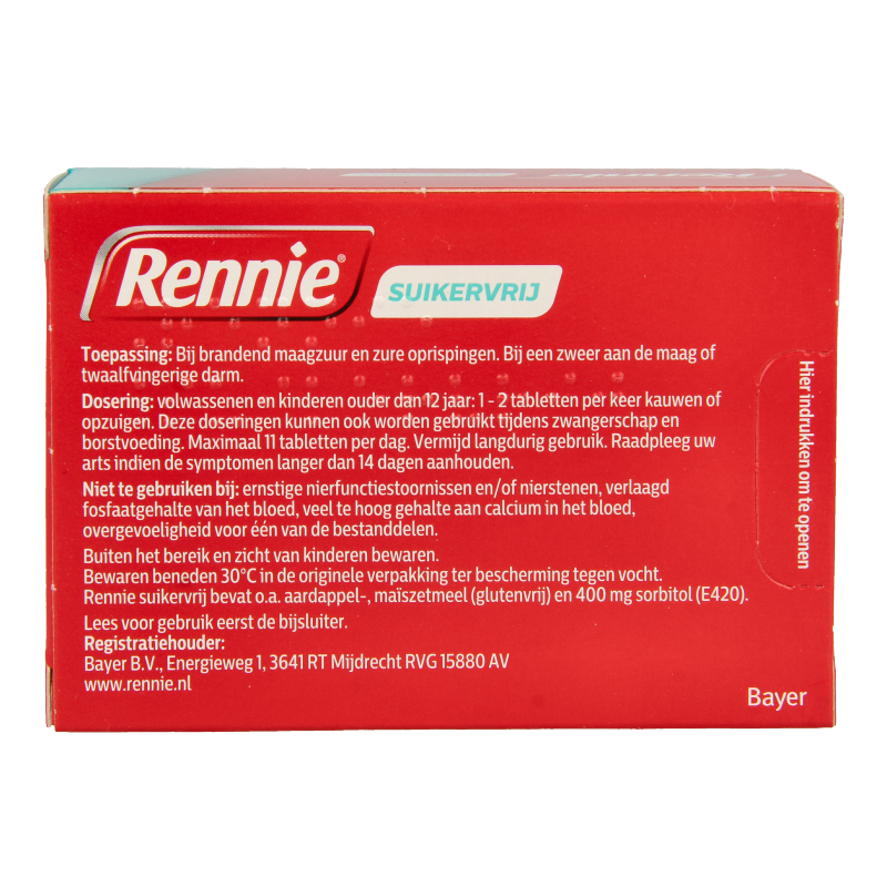 Rennie Suikervrij 72 Tabletten