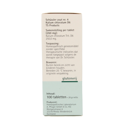 Pflüger Kalium chloratum 4 D6 Schussler 100 Tabletten