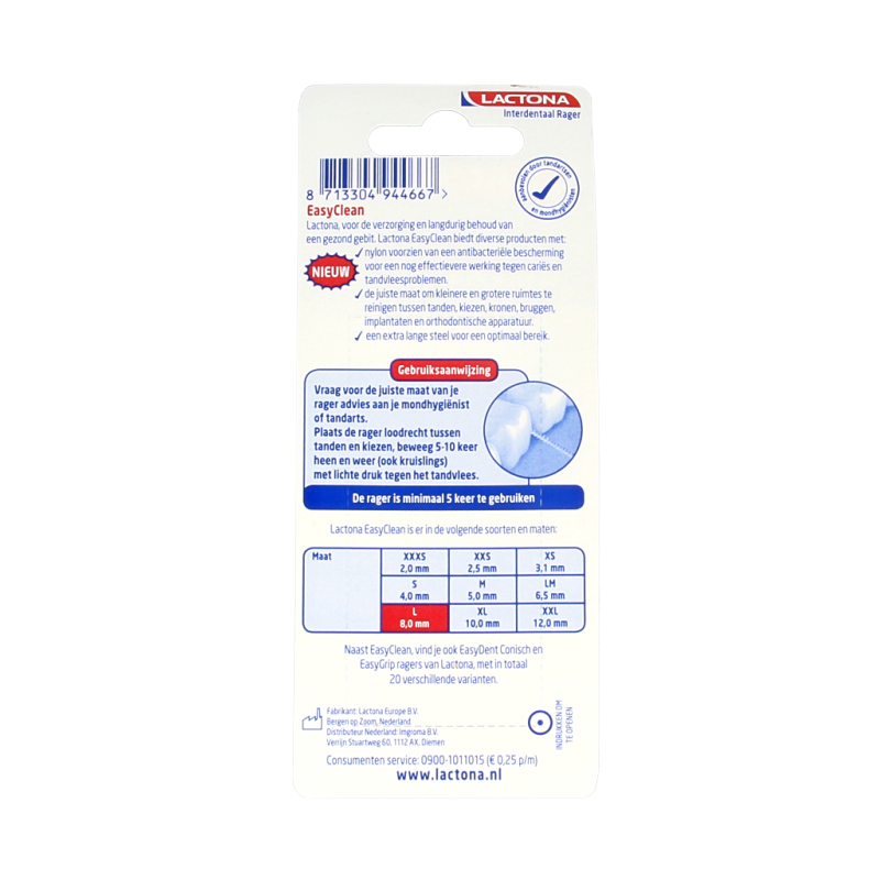 Lactona Easyclean L 8.0mm 8 Stuks