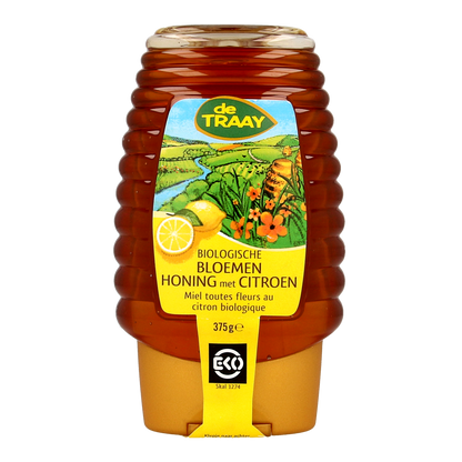 de Traay Bloemenhoning met citroen knijpfles bio 365.00 Gram