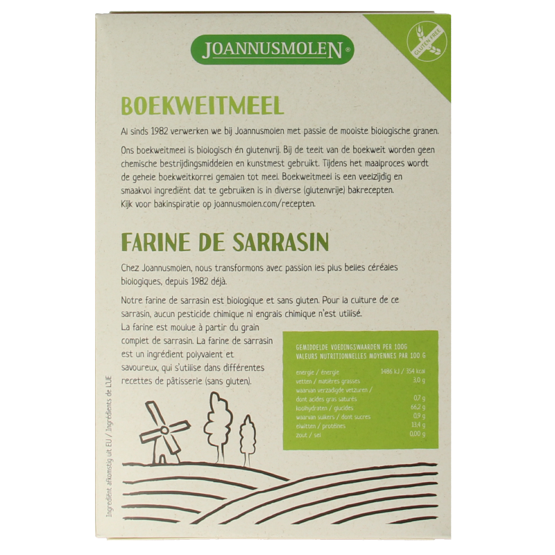 Joannusmolen Boekweitmeel eerste keuze bio 350 Gram