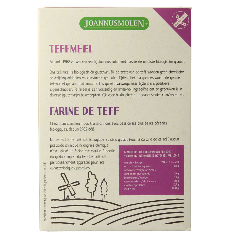 Joannusmolen Teffmeel eerste keuze bio 300 Gram