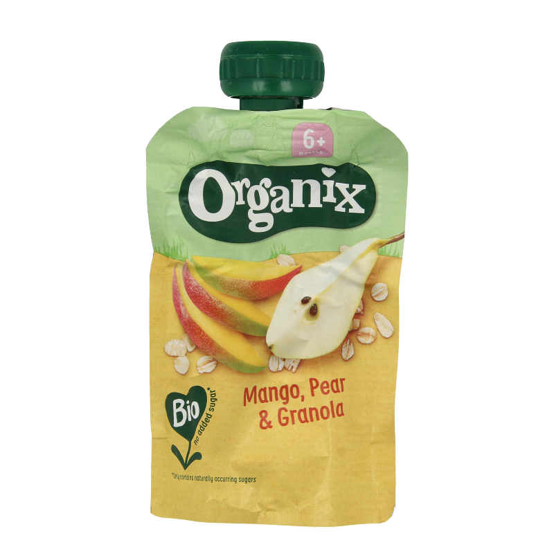 Organix Knijpfruit  mango, peer & granola 6+ mnd  bio 100 Gram