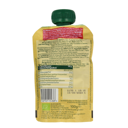 Organix Knijpfruit  mango, peer & granola 6+ mnd  bio 100 Gram