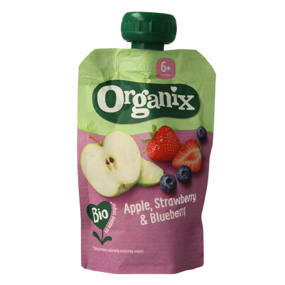 Organix Knijpfruit appel, aardbei en bosbessen 6+M bio 100 Gram
