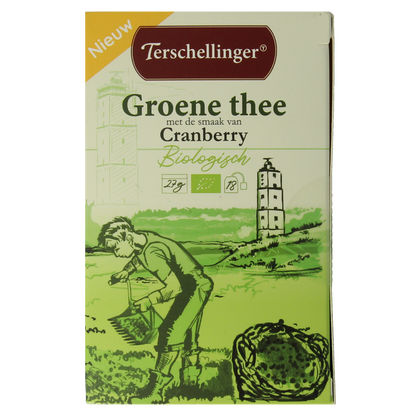 Terschellinger Groene thee cranberry bio 18.00 Zakjes