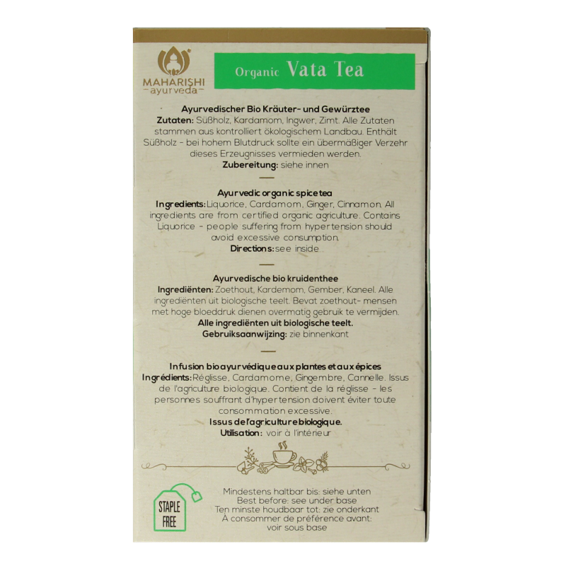 Maharishi Ayurv Vata theezakjes bio 15 Zakjes
