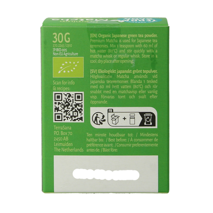 TerraSana Matcha premium groene thee bio 30 Gram