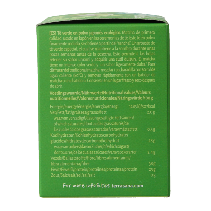 TerraSana Matcha premium groene thee bio 30 Gram