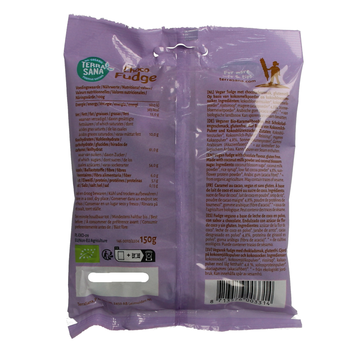 TerraSana Fudge chocolade bio 150.00 Gram